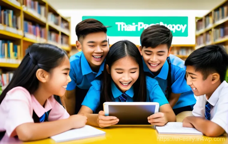 소통 방식에 따른 학습자 반응 분석 - **Prompt:** A vibrant, modern classroom in Thailand featuring a "Hybrid Learning" setup. A diverse g...