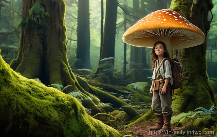 이해를 돕는 시각적 소통 기법 - A young female adventurer, approximately 16 years old, stands amidst a luminous, ancient forest. She...