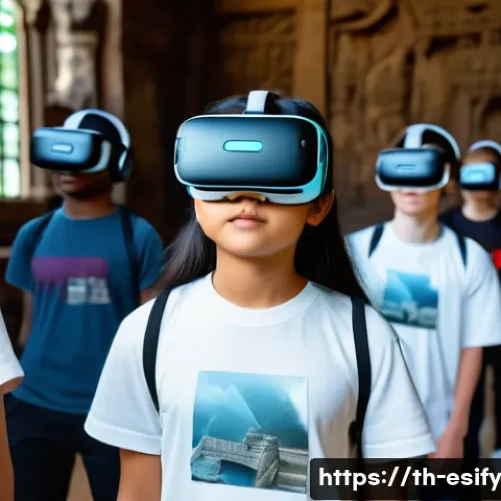 학습자 참여를 위한 새로운 소통 기술 - **Prompt 1: Immersive AR/VR Learning Experience**
A wide shot of a futuristic classroom bathed i...