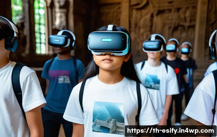 학습자 참여를 위한 새로운 소통 기술 - **Prompt 1: Immersive AR/VR Learning Experience**
    A wide shot of a futuristic classroom bathed i...