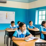 Home 23 학습자 중심의 소통 방법론 - A warm and inviting classroom scene in a modern Thai elementary school, with diverse students sittin...